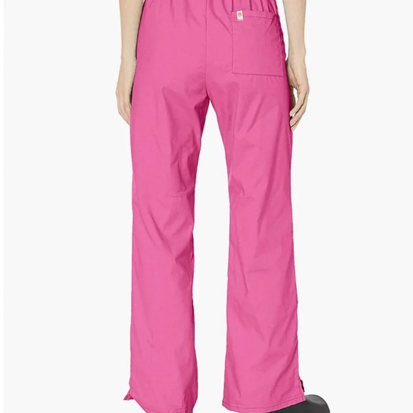 NWT Code Happy Women's Mid Rise Flare Drawstring scrub Pants, pink - Picture 2 of 2